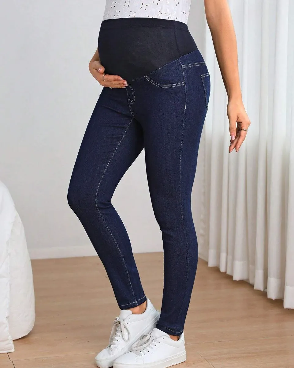 Stylish Dark Blue Maternity Jeans Trouser