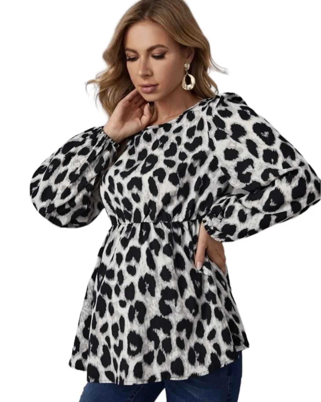 Maternity Allover Print Peplum Blouse